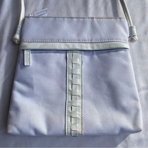 Bags by Pinky White Fabric & Faux-Leather Small Zipper Adjustable Crossbody Bag